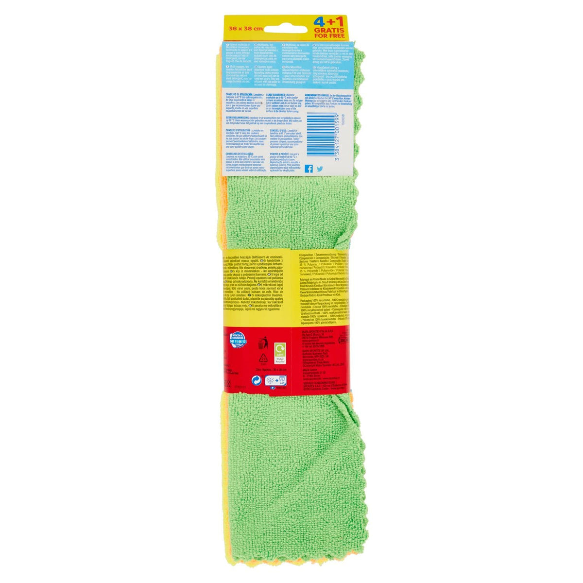 Spontex Collection XXL, Panno Microfibra Econ, 4+1 Gratis