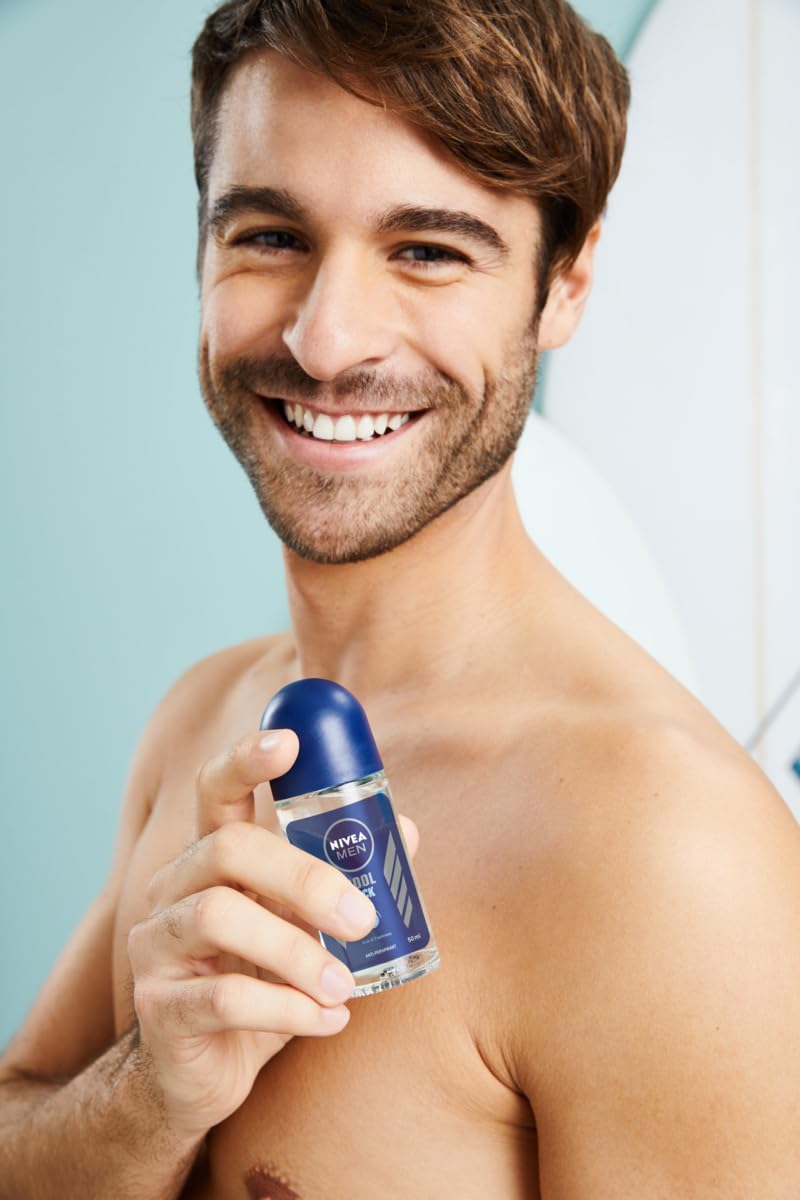 NIVEA MEN Deodorante Uomo Cool Kick Roll-On Antitraspirante, Regola la traspirazione per 48h, 50 ml