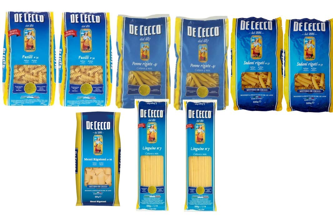 DE CECCO BOX ASSORTIMENTO PASTA DI GRANO DURO 4,5KG - FUSILLI, LINGUINE, PENNE RIGATE, MEZZI RIGATONI, SEDANI RIGATI