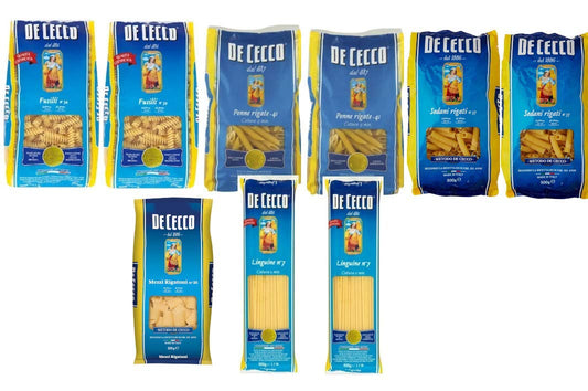 DE CECCO BOX ASSORTIMENTO PASTA DI GRANO DURO 4,5KG - FUSILLI, LINGUINE, PENNE RIGATE, MEZZI RIGATONI, SEDANI RIGATI