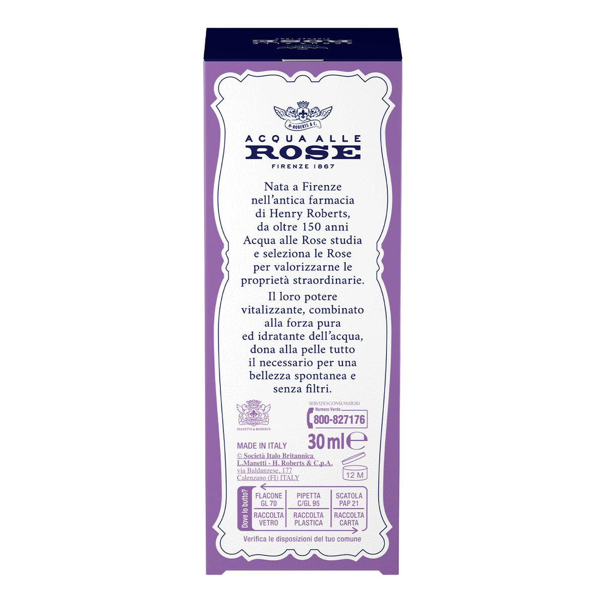 Acqua alle Rose, Siero Viso Rimpolpante Concentrato Attivo di Acido Ialuronico Vegetale con Attivi Antietà di Rosa Nera, Azione Antirughe per Pelli Mature, Riempie e Riduce le Rughe del Viso, 30 ml