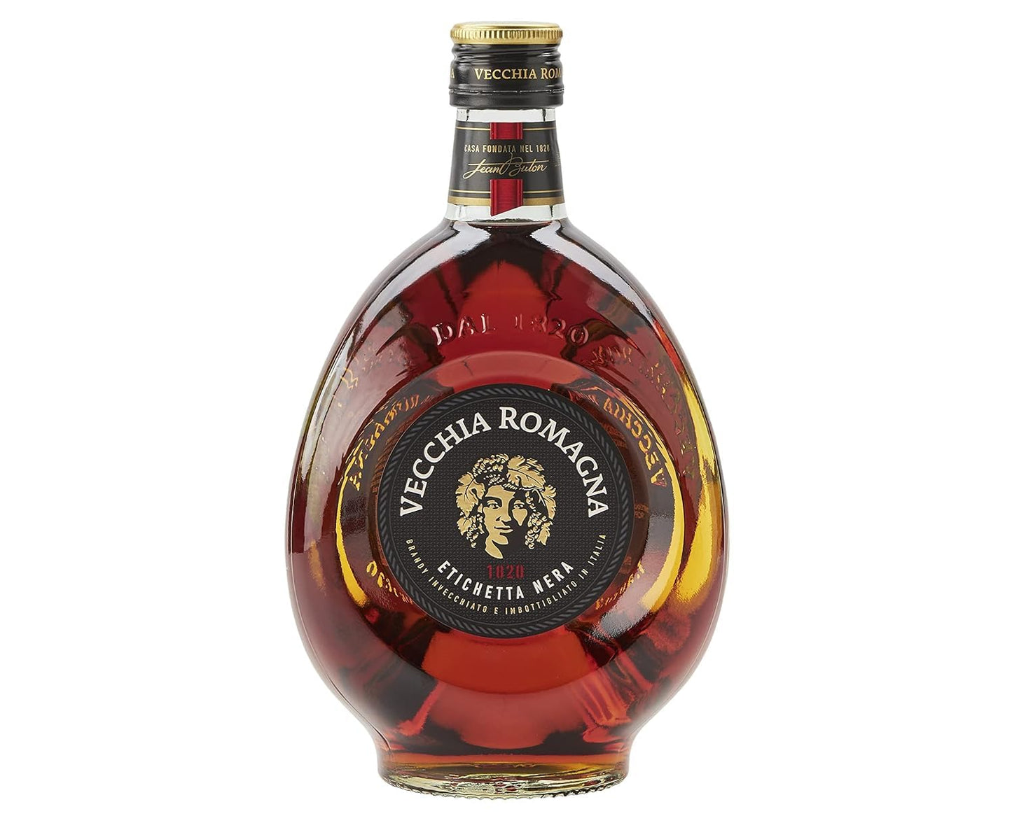 CG94 - Confezione con SET di 6 Bottiglie - Vecchia Romagna 70 cl - Etichetta Nera, Brandy con Doppio Invecchiamento, 38% Vol., Gusto Elegante con Note di Vaniglia + OMAGGIO BICCHIERE SHOTTINO