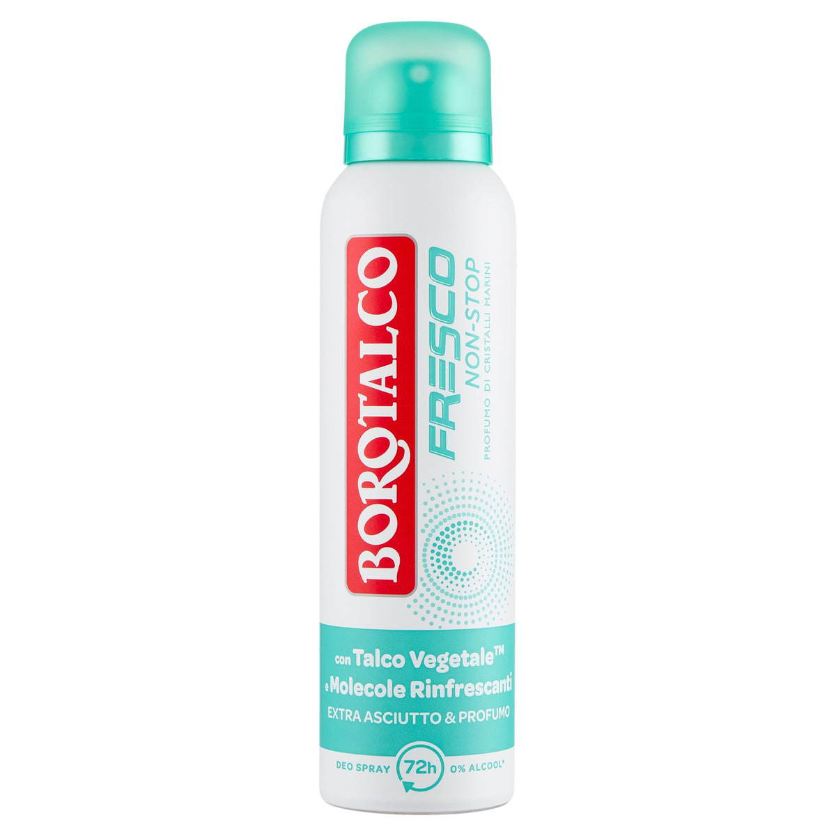 Borotalco, Deodorante Spray Fresco No stop - Cristalli marini, con Talco Vegetale e Molecole Rinfrescanti, Formula fresca con Micorcapsule rinfrescanti, 72h di Efficacia, 150 ml