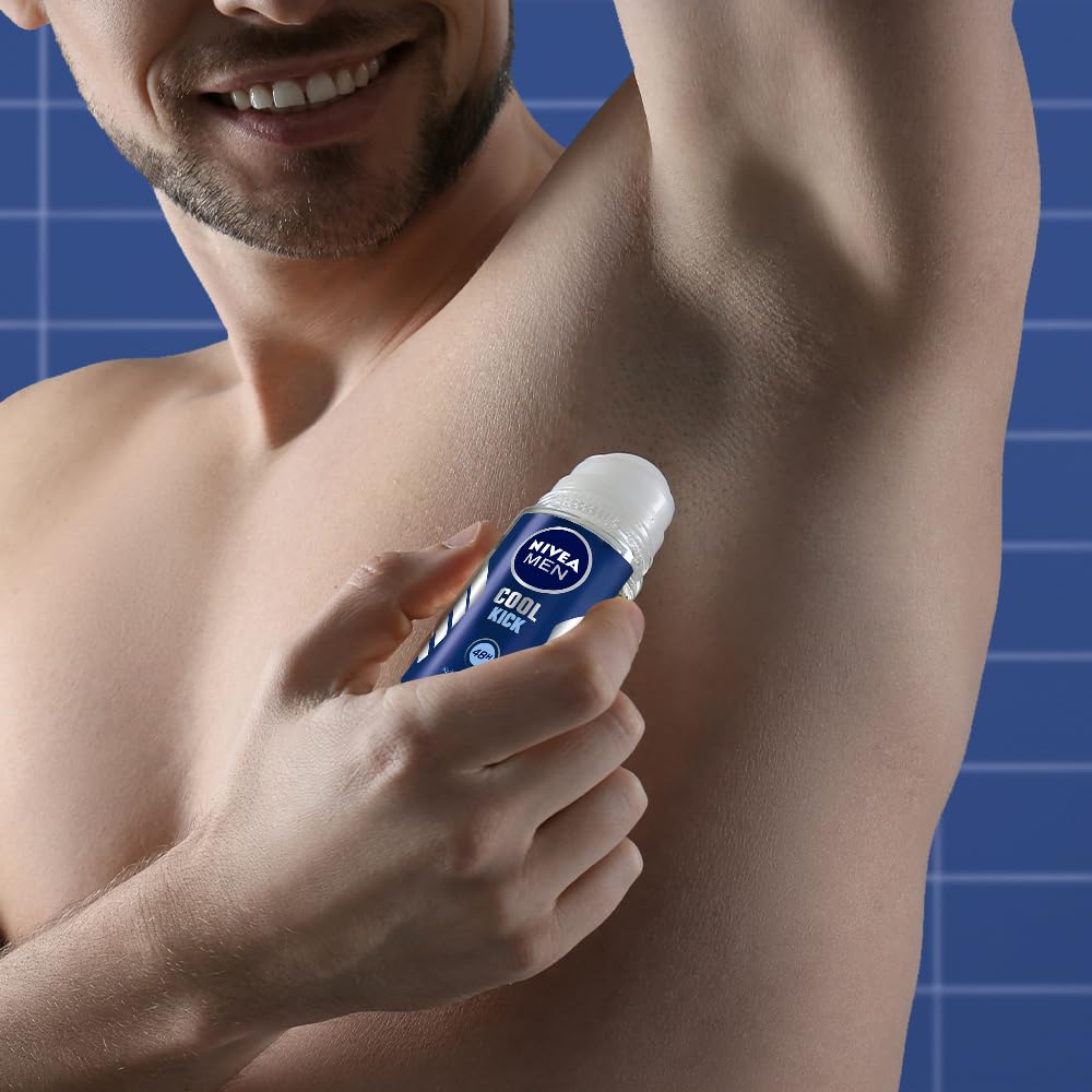 NIVEA MEN Deodorante Uomo Cool Kick Roll-On Antitraspirante, Regola la traspirazione per 48h, 50 ml