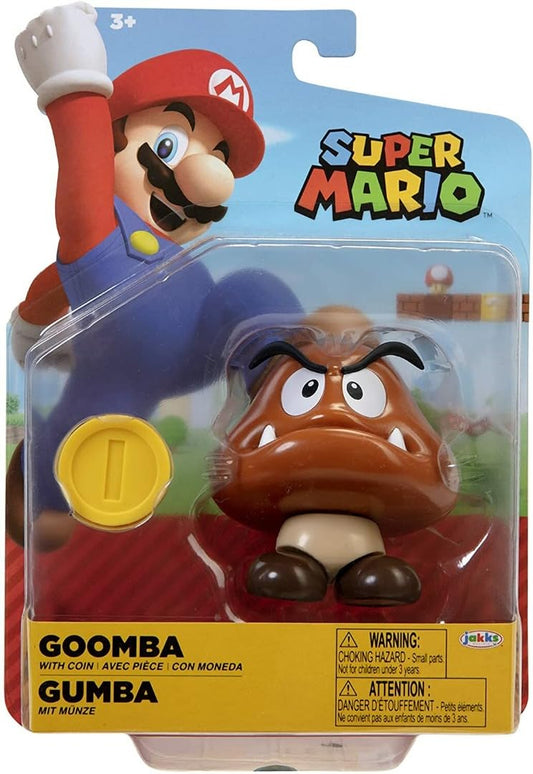 World of Nintendo Super Mario Action Figure 4" + Accessorio Goomba + Pezzo