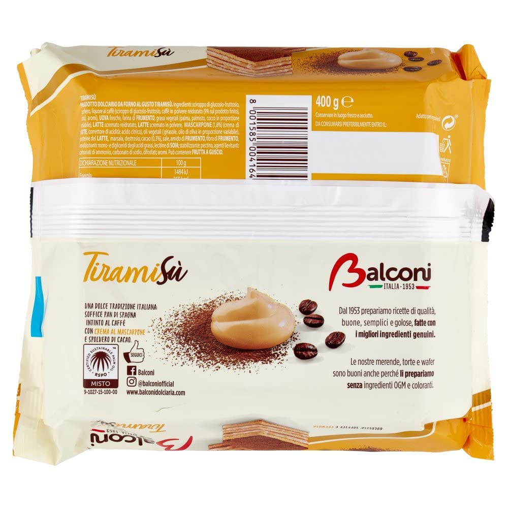 Balconi Tiramisu Torta 3 Pezzi Da 400 Grammi