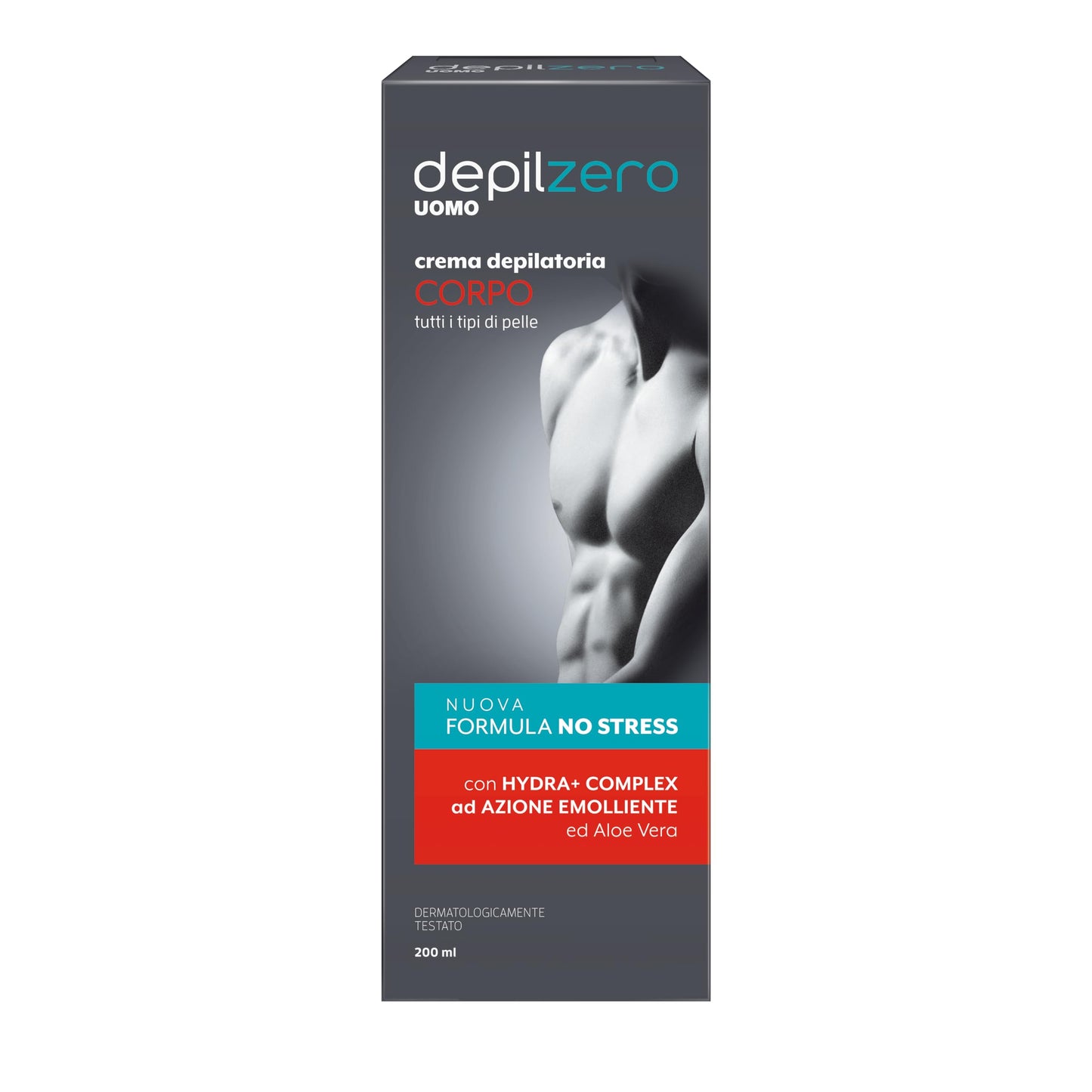 Depilzero - Crema Depilatoria Uomo, con Aloe Vera, Elimina il pelo lasciando la pelle Liscia e Morbida, 200ml