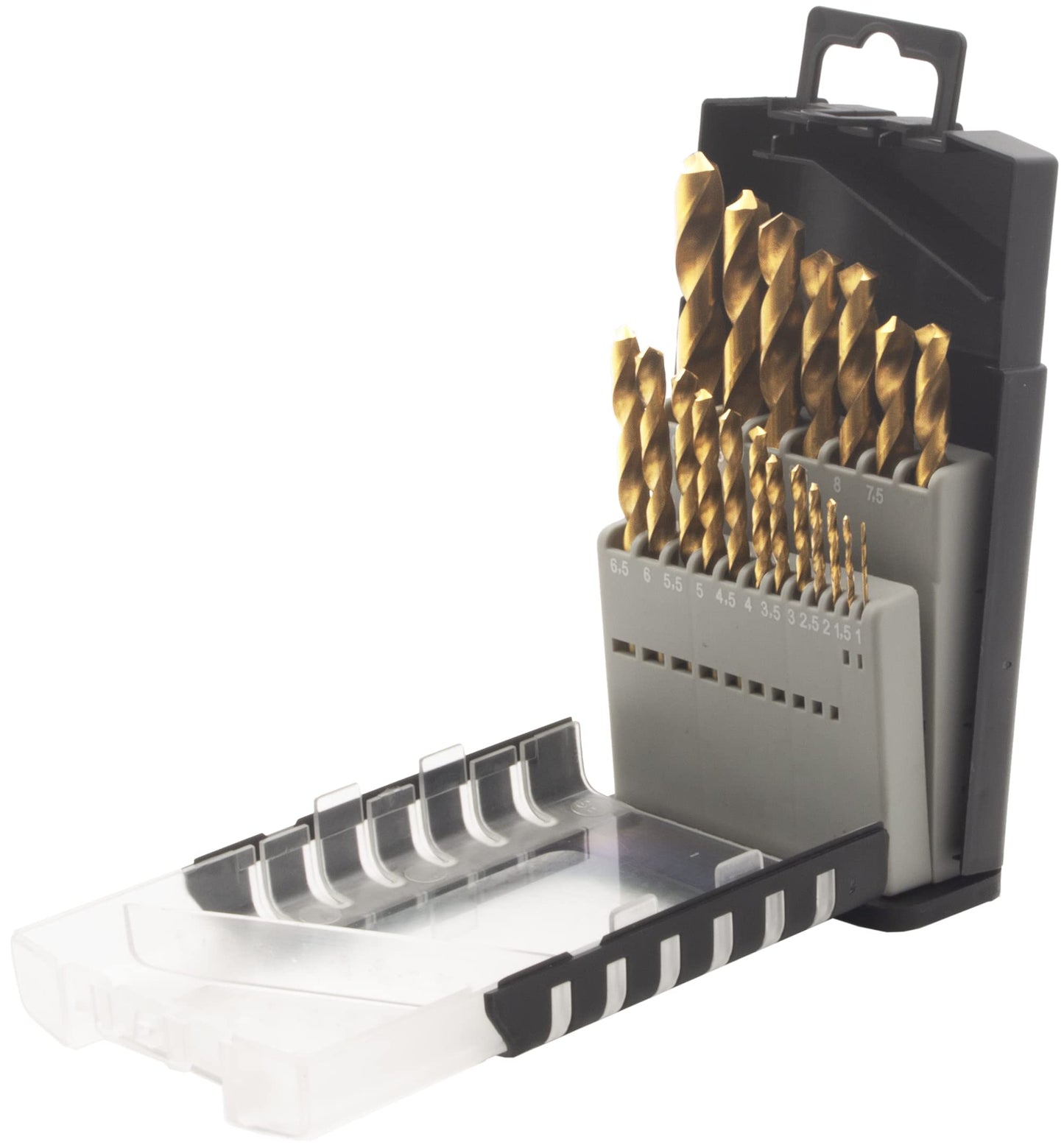 Krino 01170301 - HSS-G TiN Set Punte Rettificate Rivestite in Titanio Per Acciaio - 19 Pezzi