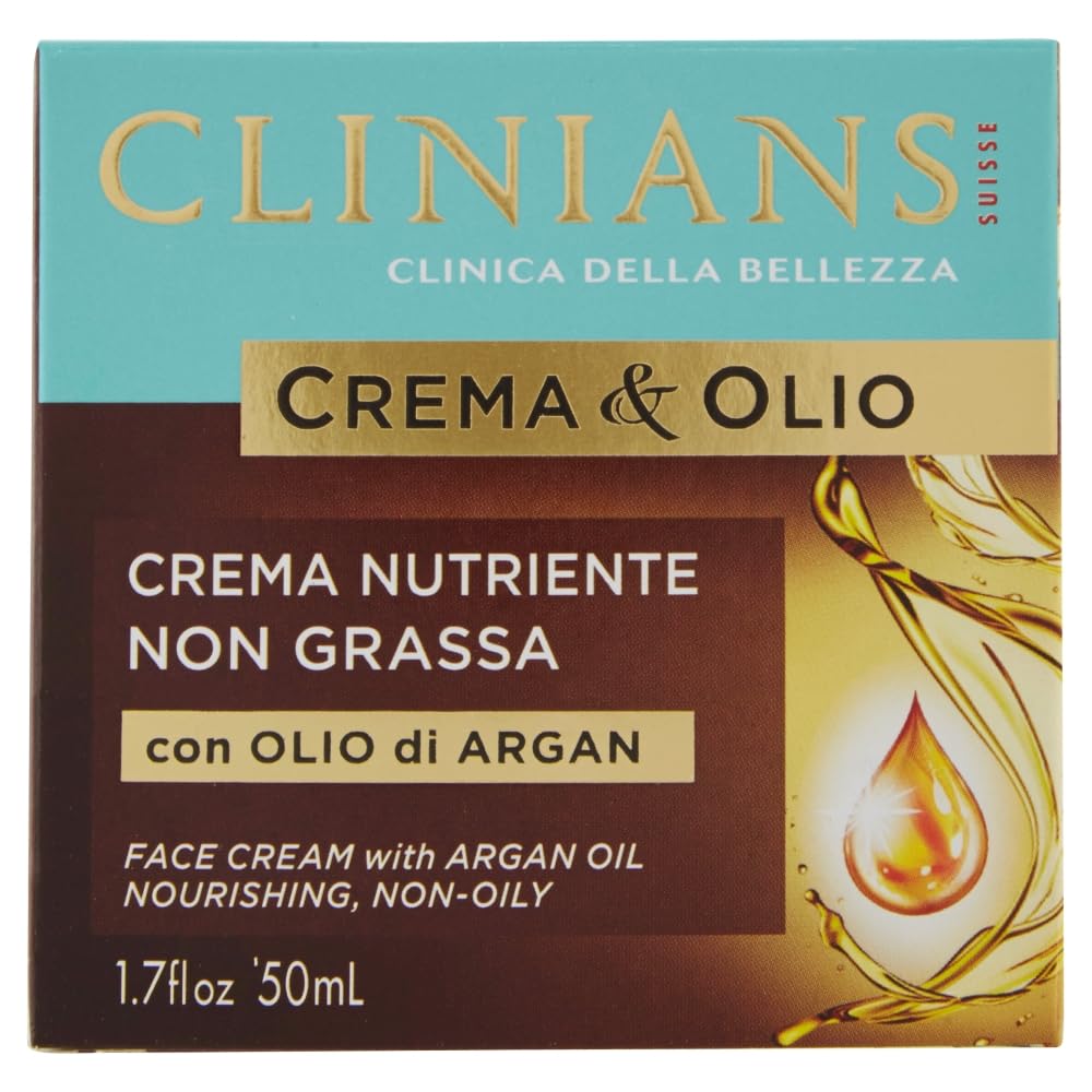 CLINIANS | Crema Nutriente Non Grassa, Crema&Olio, Dermatologicamente Testato, Made in Italy, 50 ml