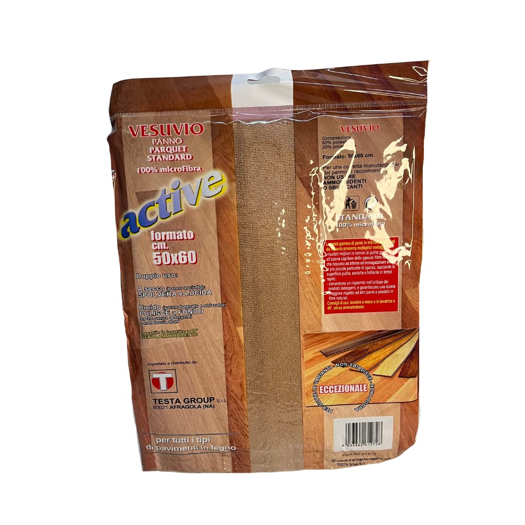 VESUVIO Panno Parquet Active 50x60 Microfibra - Panno per la pulizia del parquet - Microfibra/100% - Stampa con lettere - 60x50 cm - 300 gsm