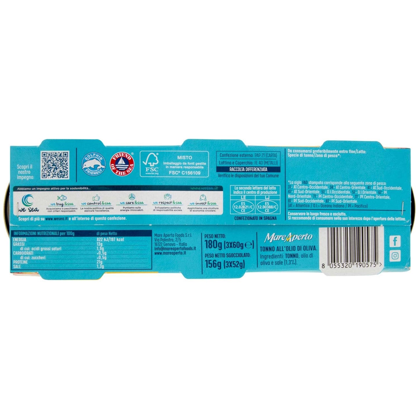 Mareaperto Tonno Olio Oliva Pronto Da Gustare 60g X 3, 180g