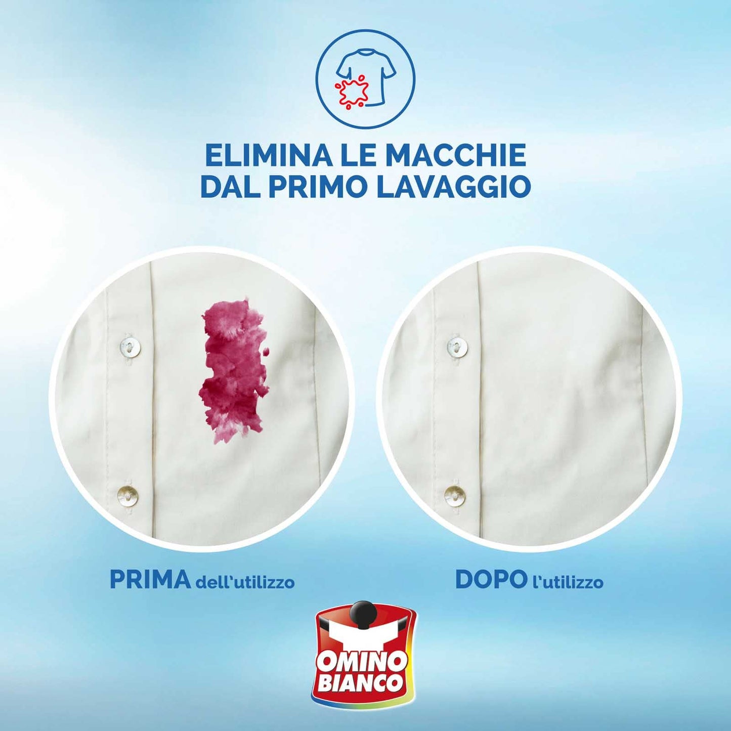 Omino Bianco - Candeggina Delicata, Tecnologia Anti Odor, Azione Igienizzante e Smacchiante, Essenza Blu Ocean, 1500 ml x 4 Flaconi