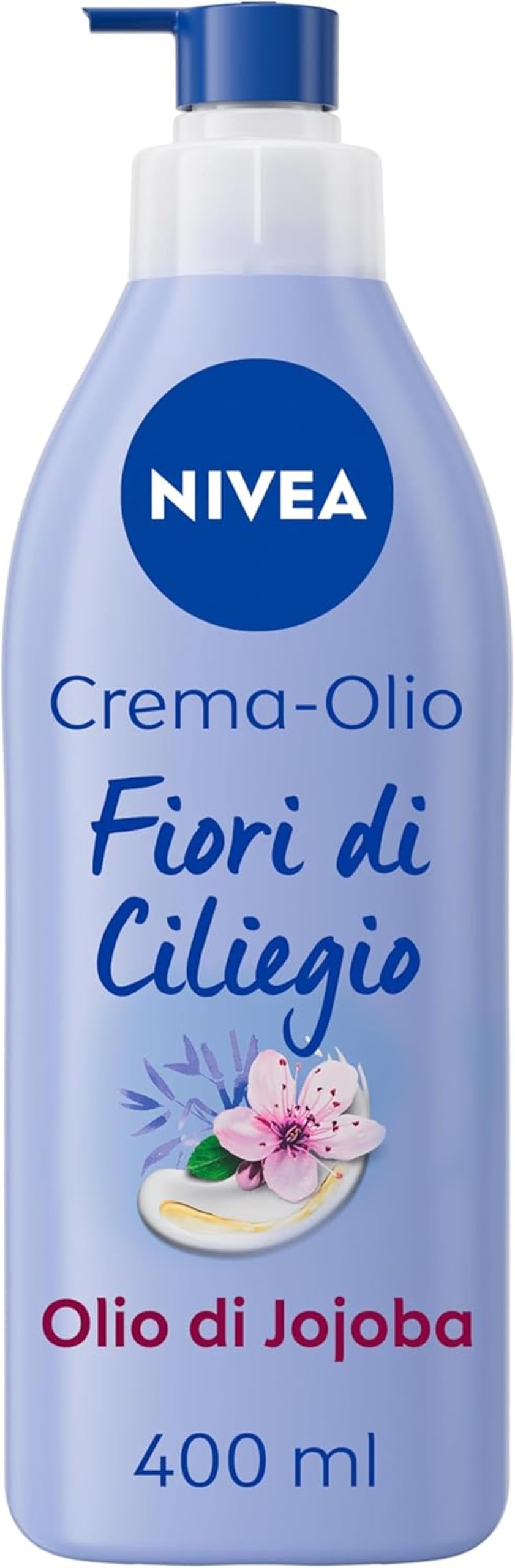NIVEA Crema-Olio Fiori di Ciliegio & Olio di Jojoba 400 ml, Crema idratante corpo 48h, Crema corpo profumata con Olio di Jojoba e fragranza di Fiori di Ciliegio, Crema corpo idratante pelle secca