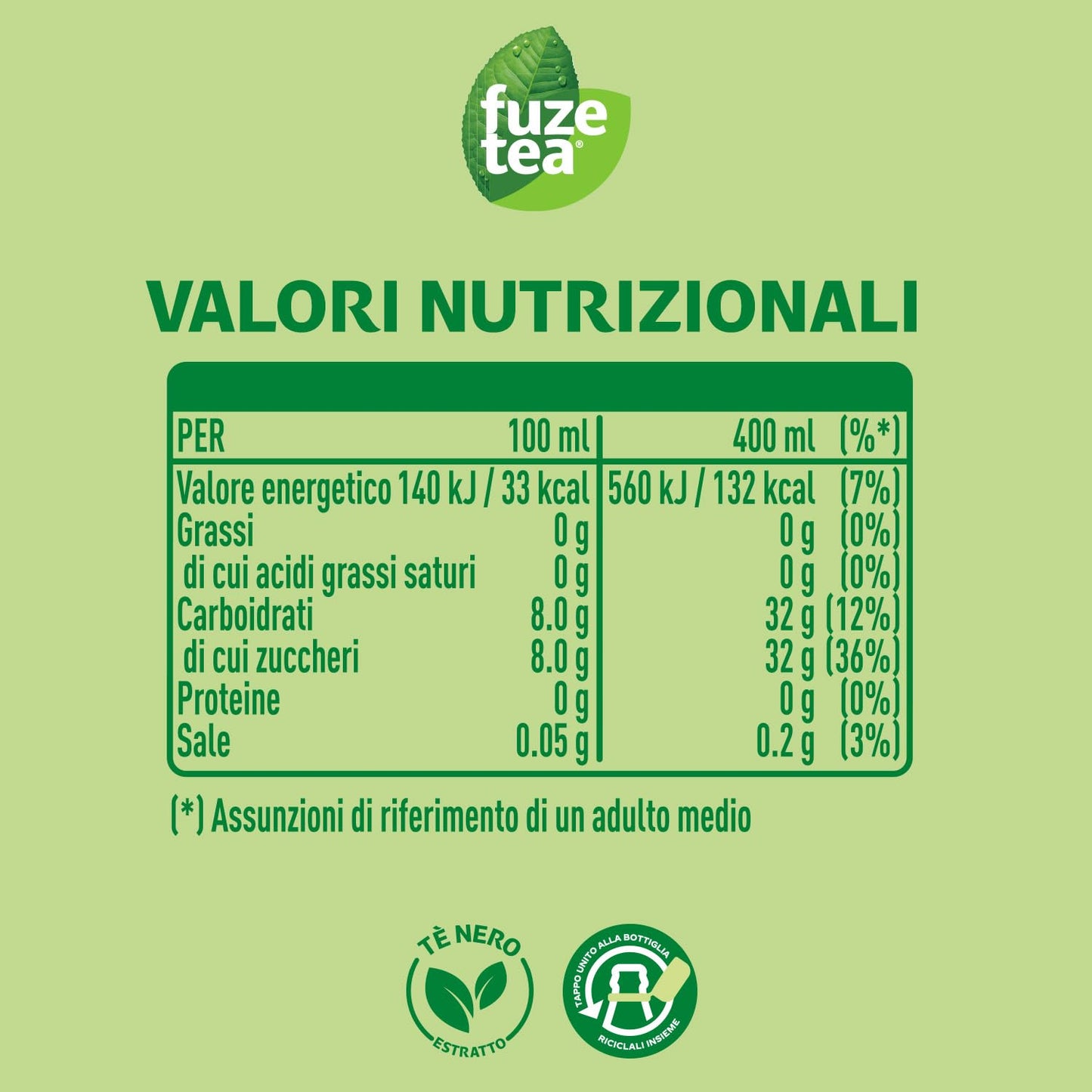Fuze Tea, Bevanda Rinfrescante Analcolica di Té al Gusto Limone e Citronella, con Zuccheri ed Edulcorante - 1 Confezione da 12 Bottiglie da 400 ml