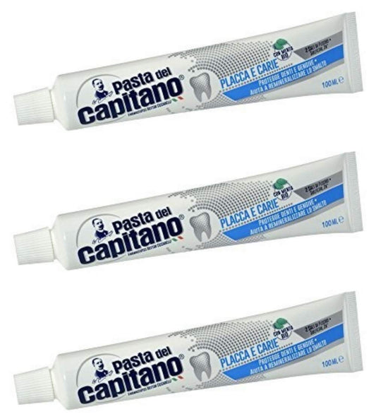 Pasta del Capitano Dentifricio per placca e cavità, 100 ml, confezione da 3