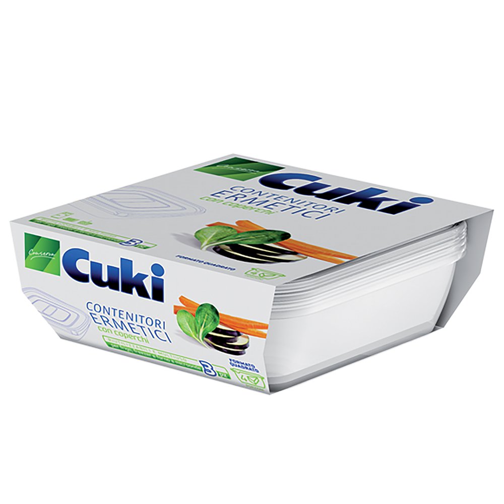 Cuki Contenitori Ermetici quadrati con coperchi - 1 L - 19 x 19 x 6 cm - 1 confezione da 3 pezzi