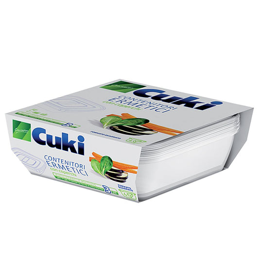 Cuki Contenitori Ermetici quadrati con coperchi - 1 L - 19 x 19 x 6 cm - 1 confezione da 3 pezzi