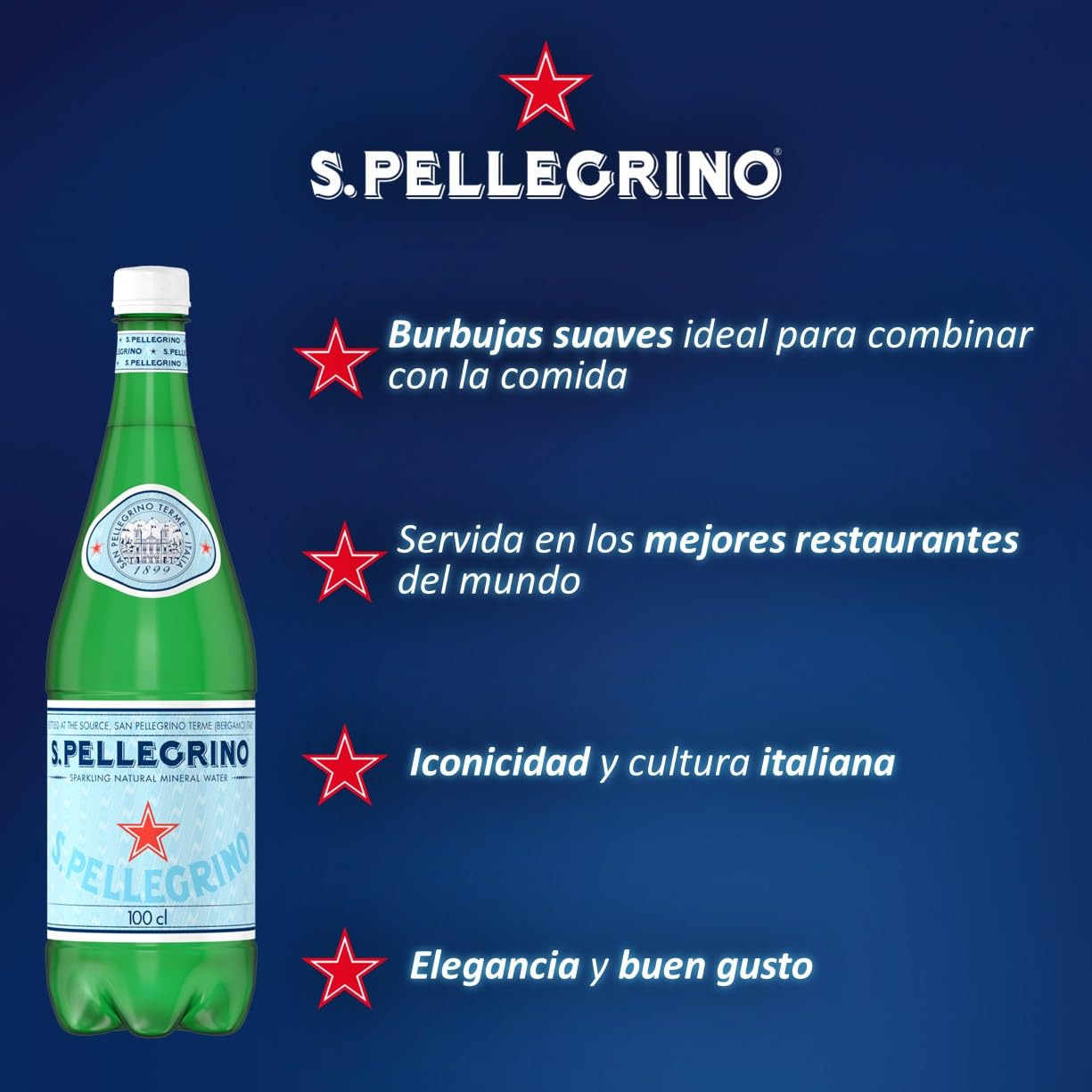 S. Pellegrino Acqua Minerale Naturale con Gas 4 Confezioni da 6 x 50 cl, 24 Bottiglie
