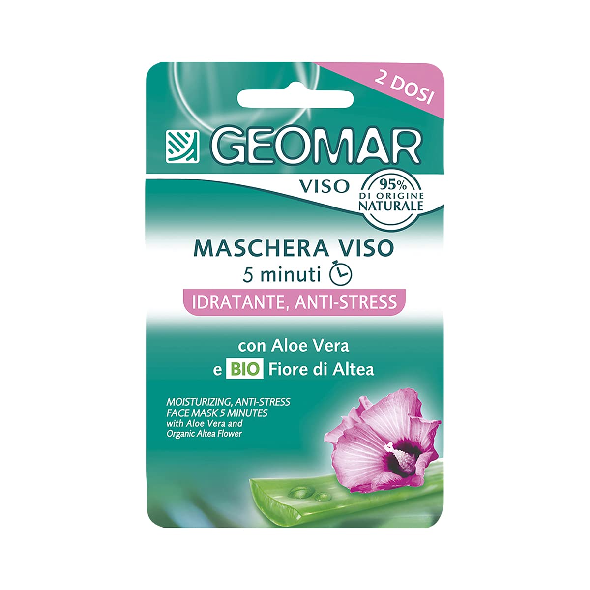 KIT VISO: Maschera Viso Idratante/Anti-Stress - in Tessuto Idratante + Dischetti 100% Cotone