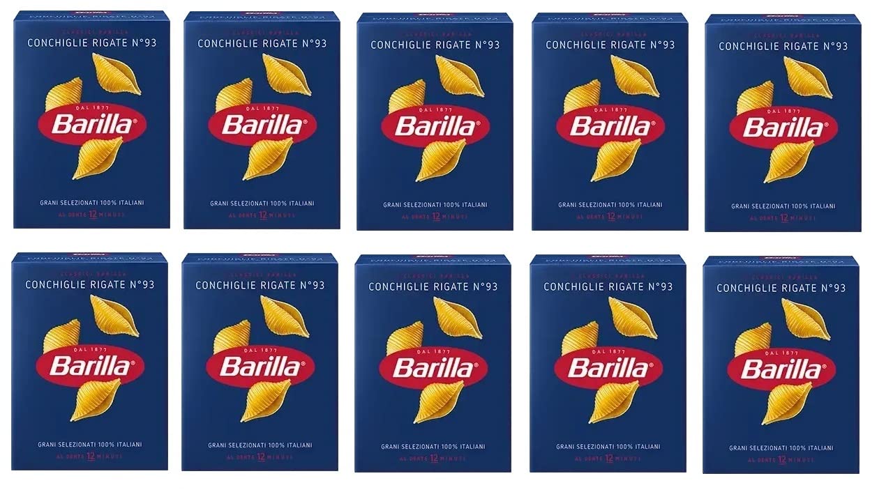 10 Pasta Barilla Conchiglie Rigate N. 93 - Pasta Italiana 500 g Pack