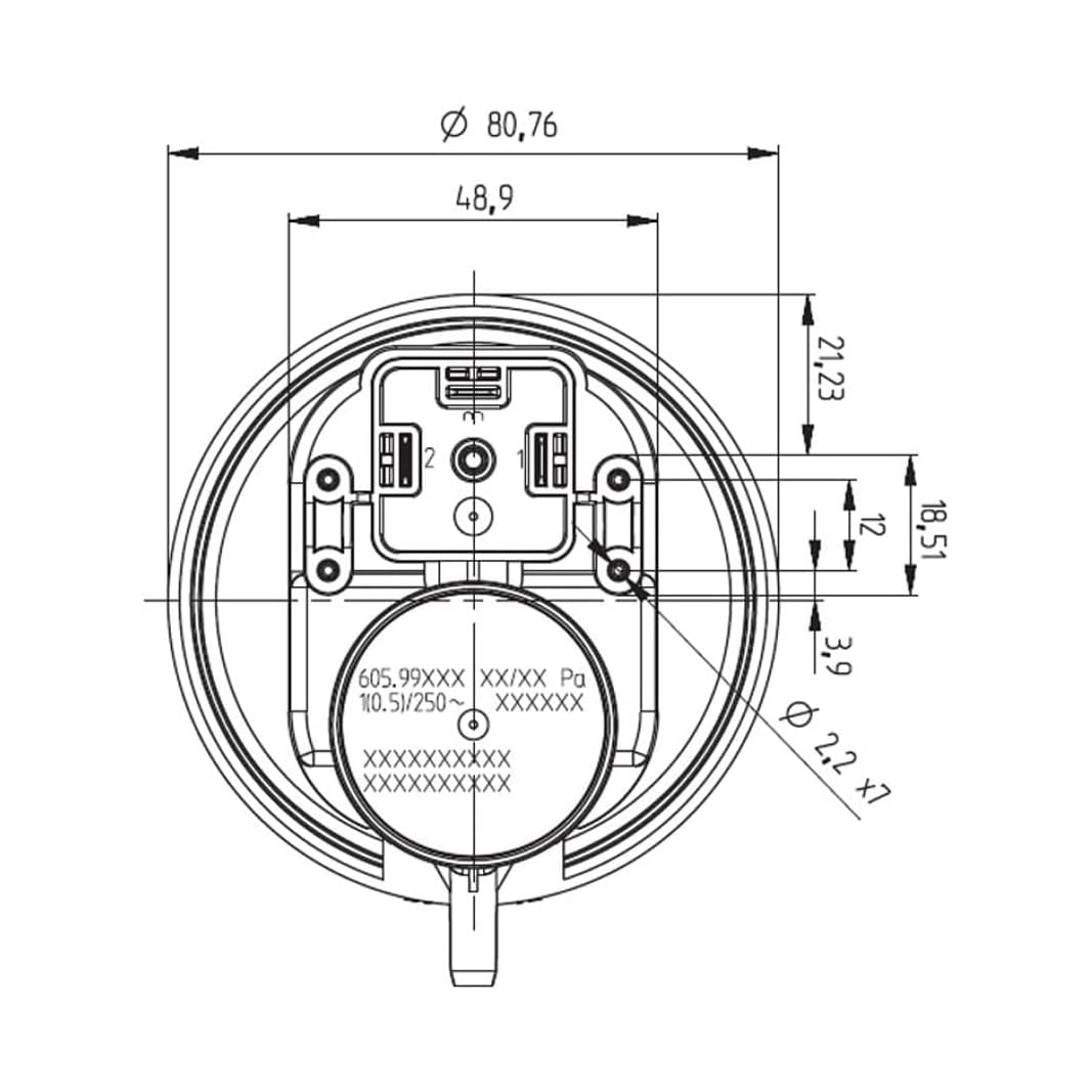 CG94 - Pressostato Differenziale Serie 605 | Alta Precisione 59 Pascal | per Caldaie a Gas e Stufe a Pellet | Robusto e Affidabile | SPDT, -40°C a 90°C