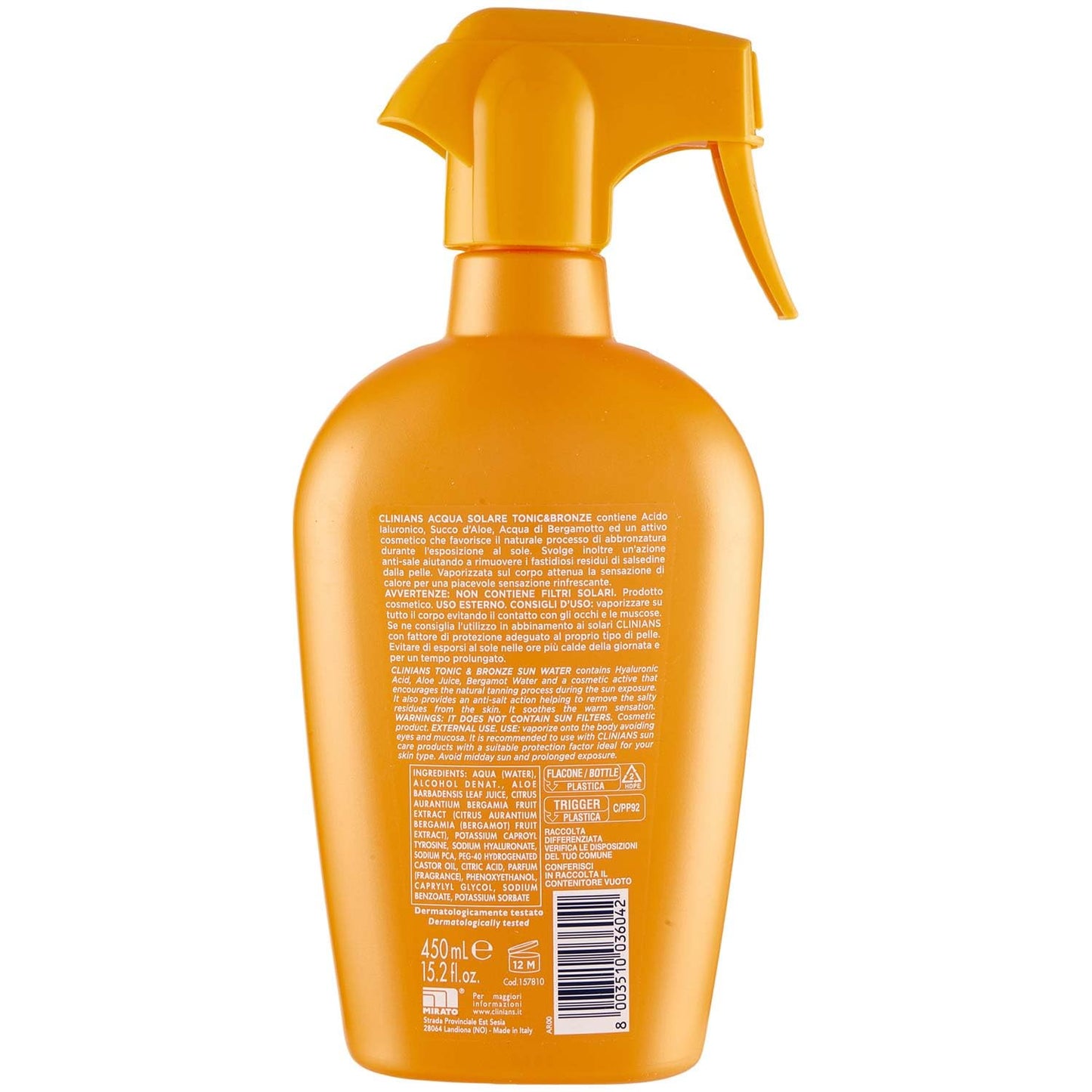 Clinians Acqua Solare Abbronzante Tonic & Bronze Anti Sale, Senza Filtri, 450 ml