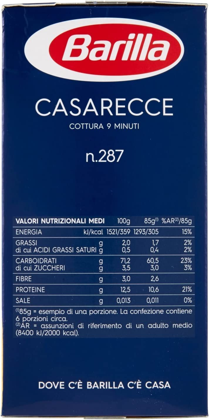 Barilla 10 x casarecce No. 287 Italian Pasta 500 g Pack