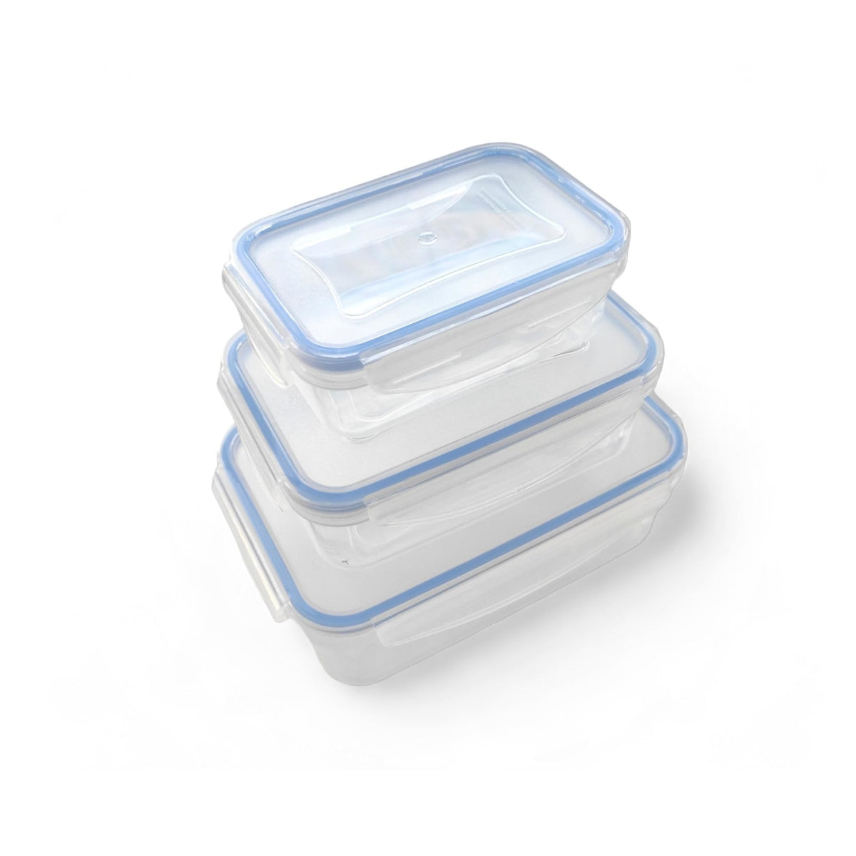 Ecoplast | Superlock Kit Contenitori Plastica con Coperchio, Contenitore Ermetico per Alimenti Rettangolare, Trasparente