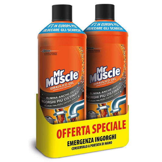 Mr Muscle Idraulico Gel Confezione Doppia, 2 bottiglie da 1000 ml