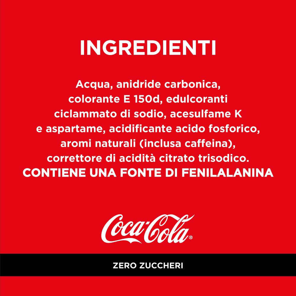 Coca Cola Zero Zuccheri, Formato Convenienza Da Frigo, Tutto il Gusto della Formula Coca-Cola Senza Calorie, Lattina 100% riciclabile - 10 lattine da 330 ml