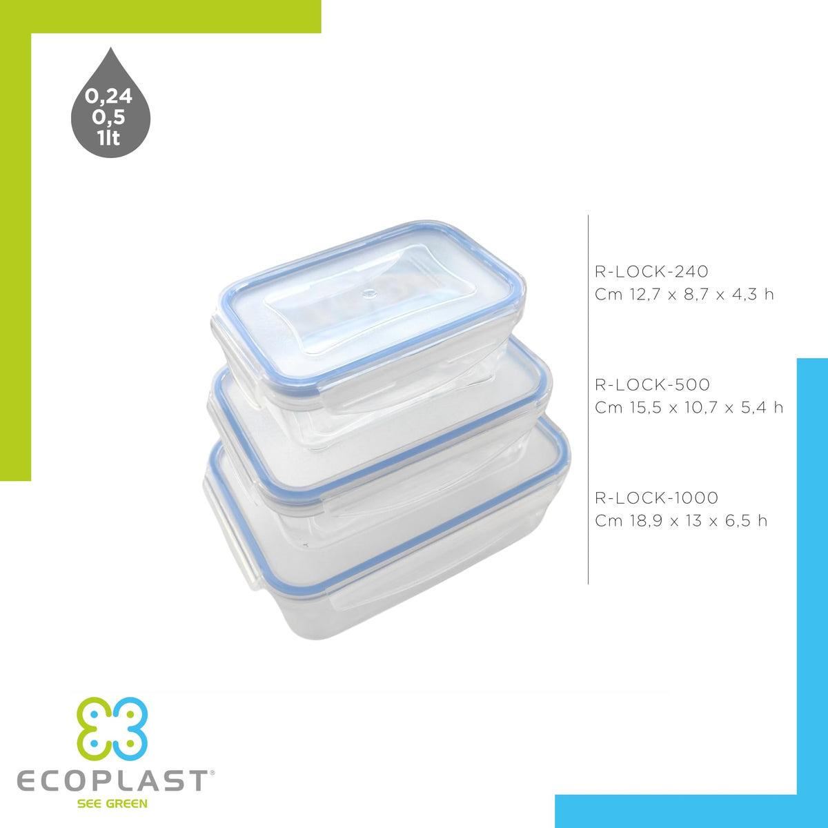 Ecoplast Contenitore SUPERLOCK RETT.240/500/1000
