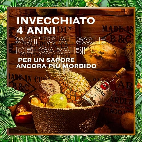 BACARDÍ Anejo 4 Year Old Premium Caribbean Rum, Vol. 40%, 70 cl / 700 ml, pregiato rum invecchiato 4 anni in botti di rovere sotto al sole dei Caraibi