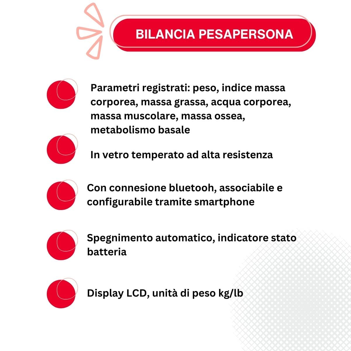 Kasart Bilancia pesapersona digitale, 180kg con vetro temperato Nero