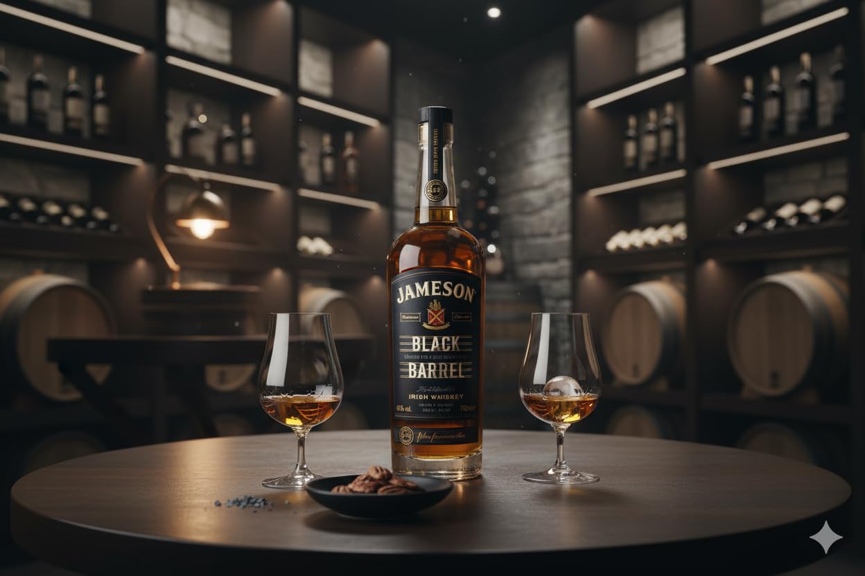 CG94 - Jameson Black Barrel Whiskey Irlandese 700ml con 3 Cialde Lucky Caffè, Confezione Regalo Global Dream