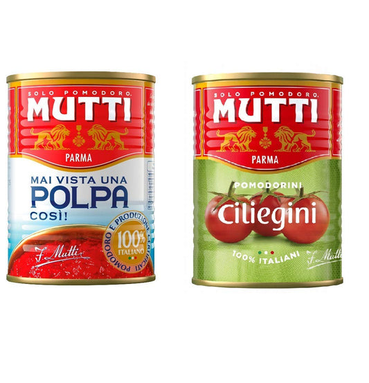 24x Mutti polpa di Pomodoro Tritate Salsa 100% Italiana 400g + 24x Mutti Pomodorini ciliegini Pomodorini 400g