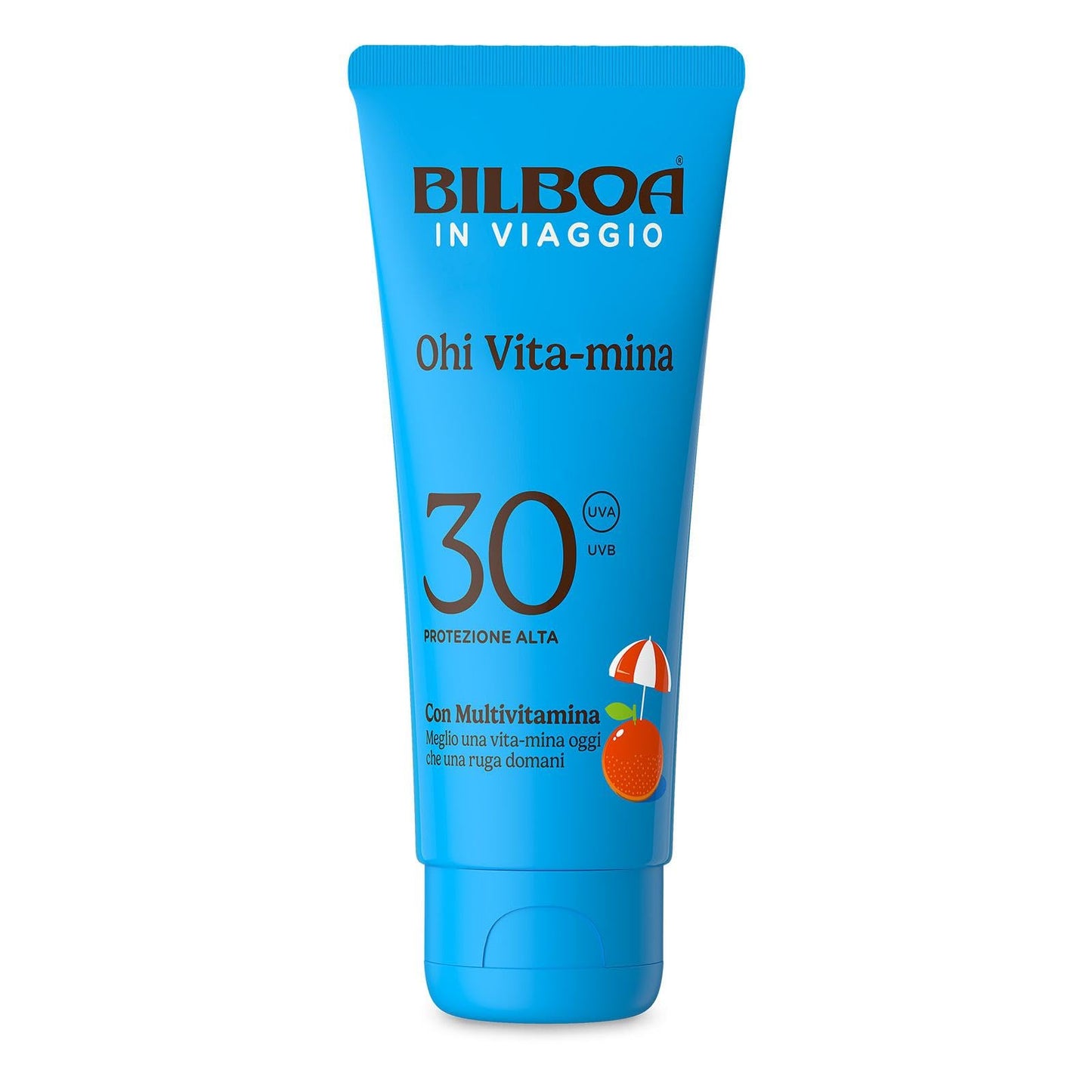 Bilboa In Viaggio, Ohi Vita-mina Crema Solare SPF 30, con Multivitamina, Meglio una Vita-Mina al Giorno che una Ruga Domani