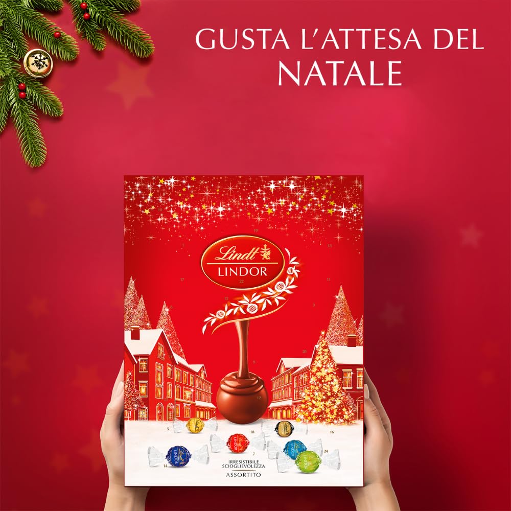Lindt Calendario Dell'Avvento Lindor 24 Praline Lindor, Confezione da 299g