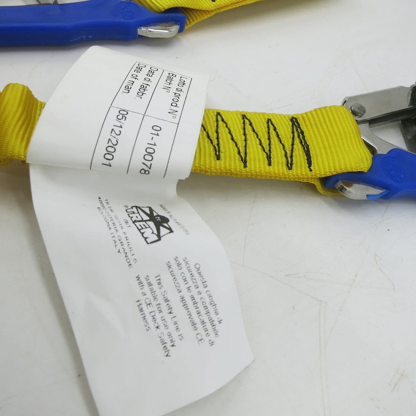 Trem-Cinghia Elastica Ombelicale Due Moschettoni Omologata CE Tenuta Kg: 2000 L cm: da 100 a 190