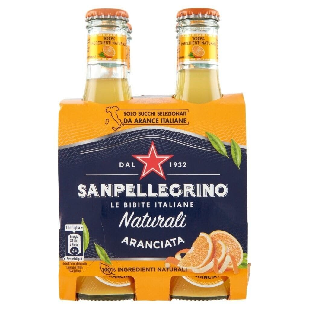 48x San Pellegrino Aranciata Naturali Bevanda Analcolica Rinfrescante con succo di Arancia italiano, Bottiglia di vetro 20cl