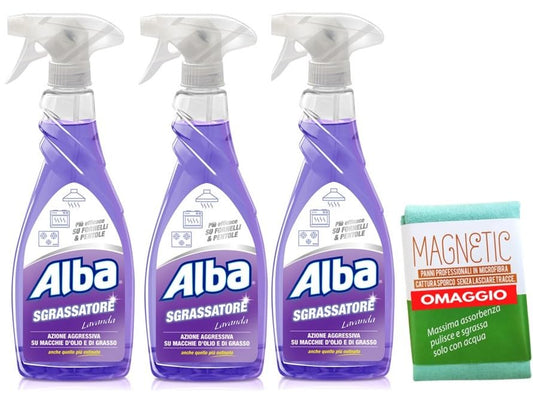 Alba Sgrassatore Lavanda, Confezione da 3 Pezzi da 650 ml con Omaggio, Detergente Concentrato
