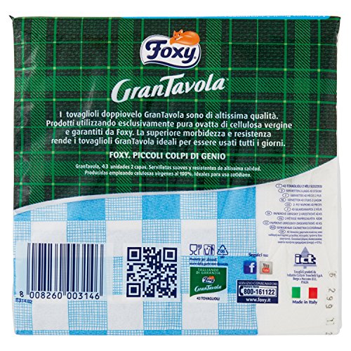 Foxy - Tovaglioli Doppiovelo, GranTavola Scozzesi - 9 confezioni da 43 pezzi [387 pezzi]