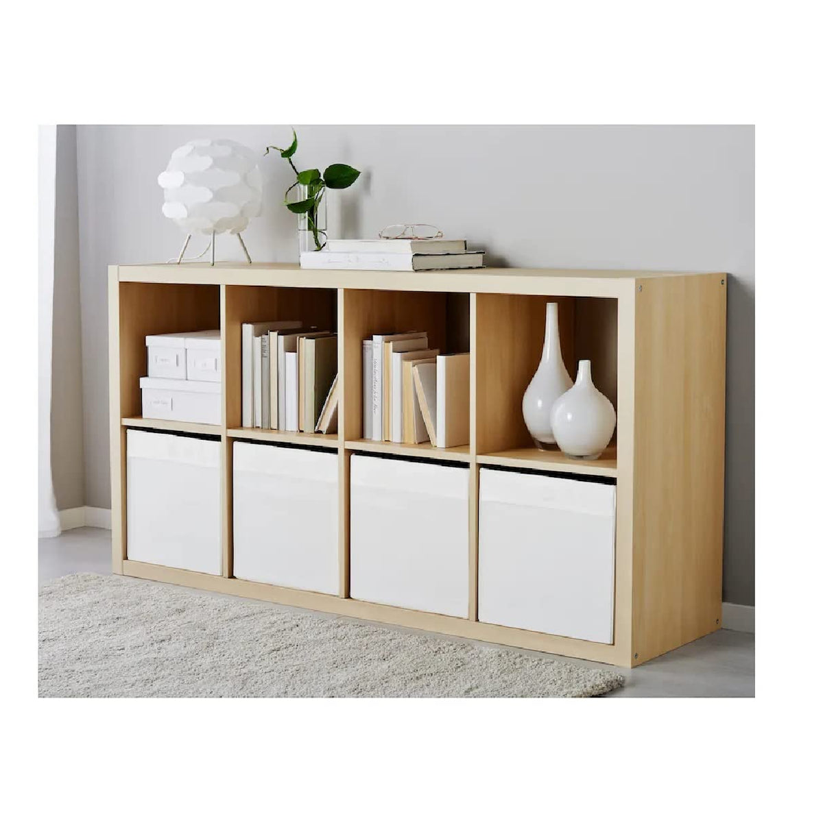 Drona - Scatola portaoggetti con 4 ripiani in tessuto vellutato, 33 x 38 x 33 cm, colore: Bianco