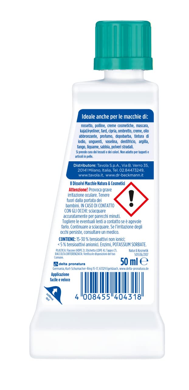 Dr. Beckmann Il Dissolvi Macchie Natura & Cosmetici, Lo smacchiatore specifico contro macchie di erba, terra e make-up 50 ml