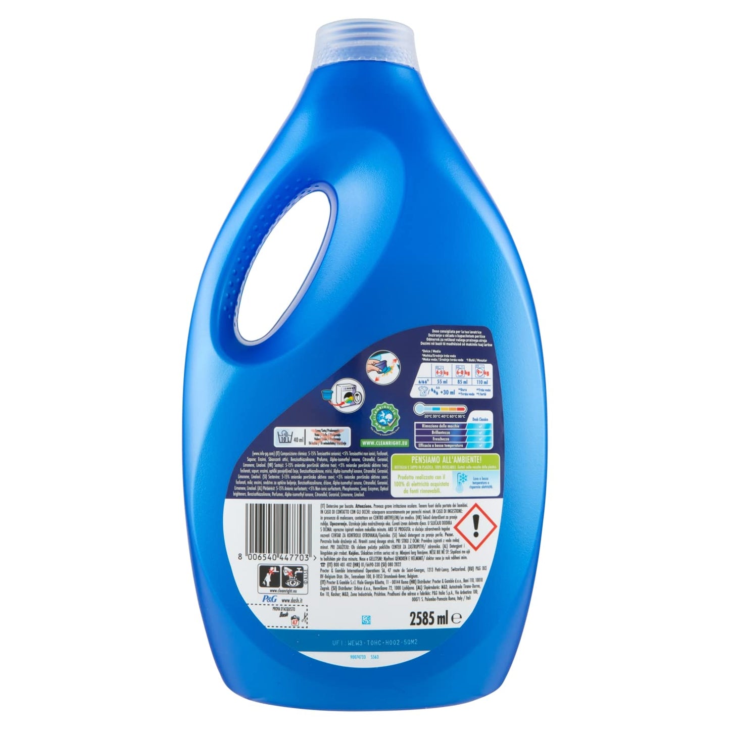 Dash Detersivo Lavatrice Liquido per Bucato Classico 47 Lavaggi