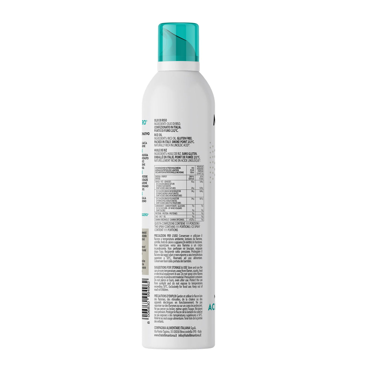 Olio di Riso Spray 200ml - Olio Spray nutraceutico – Salute & Benessere - Sprayleggero – 100% Naturale,100% Leggero, 100% Facile - Con lo spray risparmi fino al 90% di prodotto
