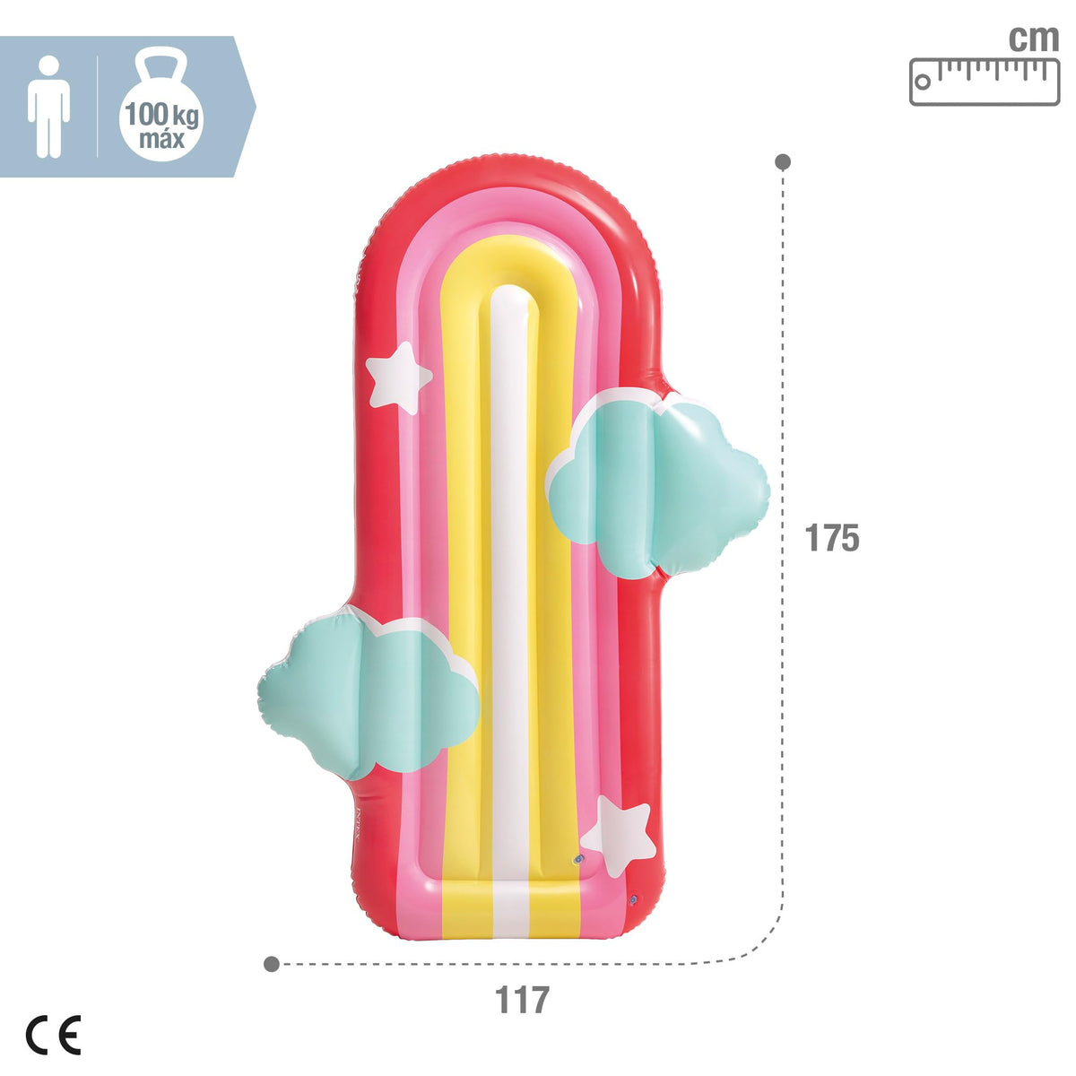 Intex Rainbow Cloud Float, Inflated Size: 1.75m x 1.17mx x 20cm (58729EU)