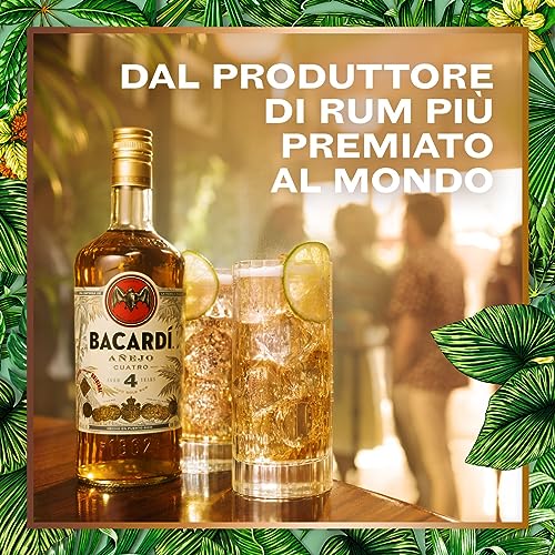 BACARDÍ Anejo 4 Year Old Premium Caribbean Rum, Vol. 40%, 70 cl / 700 ml, pregiato rum invecchiato 4 anni in botti di rovere sotto al sole dei Caraibi