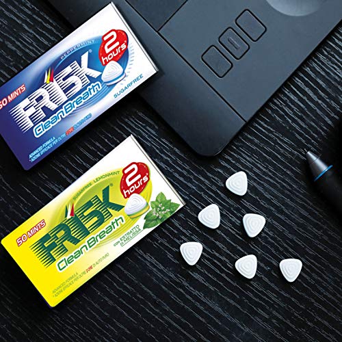 Frisk Clean Breath Caramelle, Mentine Senza Zucchero e Senza Glutine, Azione Alito Puro, Confezione da 12 Astucci in Metallo