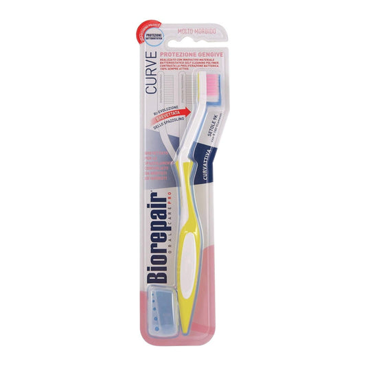 Biorepair, Spazzolino Gengive con Setole Super Soft, Antibatterico con Piliscilingua, Inibisce la Crescita Batterica Fino al 90%