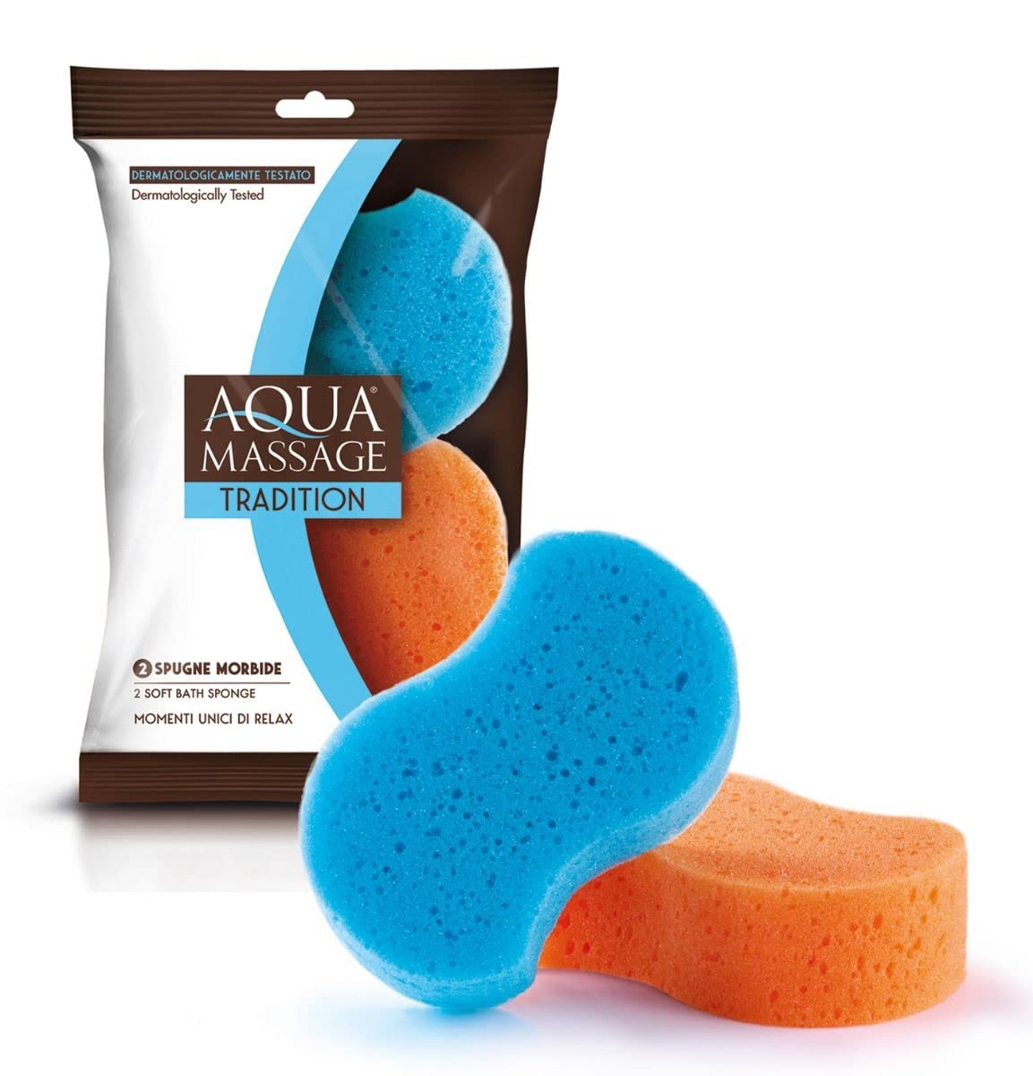 Aqua Massage Tradition 2 Spugne Morbide, 1 Confezione con 2 Spugne